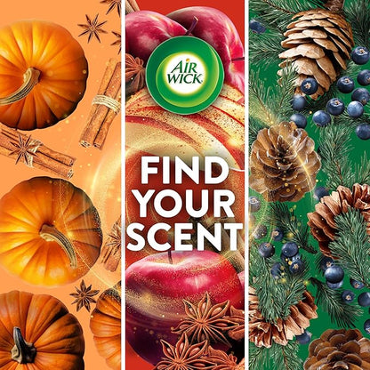 Air Wick Plug In Scented Oil Refill, Infused with Essential Oils, Plug In Air Fresheners for Home, Fall Scent, Fall Décor, Apple Cinnamon Medley, 4 ct