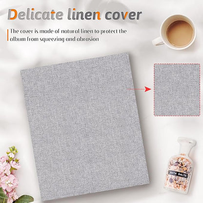 Popotop Photo Album 4x6 200 Pockets for Wedding Gifts,Linen Hardcover Picture Albums for Family Anniversary Baby Vacation Pictures