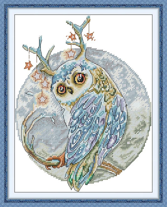 Maydiyer Counted Cross Stitch Kits for Adults,14CT Unprinted Pattern Embroidery Kits for Beginners,Easy Cross-Stitch Set DMC Threads Needlework- Owl 10.6'×12.6''