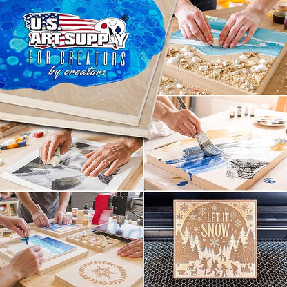U.S. Art Supply 24" x 48" Unfinished Cradled Wood Panels for Painting, Gallery 1-1/2" Deep (2 Pack) - Artist Depth Wooden Wall Canvases - Mixed-Media Craft, Acrylic, Oil, Encaustic, Paint Pouring