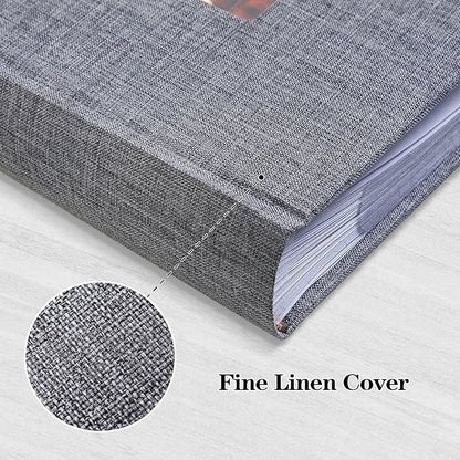 Mublalbum Photo Album 4x6 300 Photos Linen Cover with Memo Areas Photobook Pictures Book for Wedding Family Baby and Vacation (Gray)