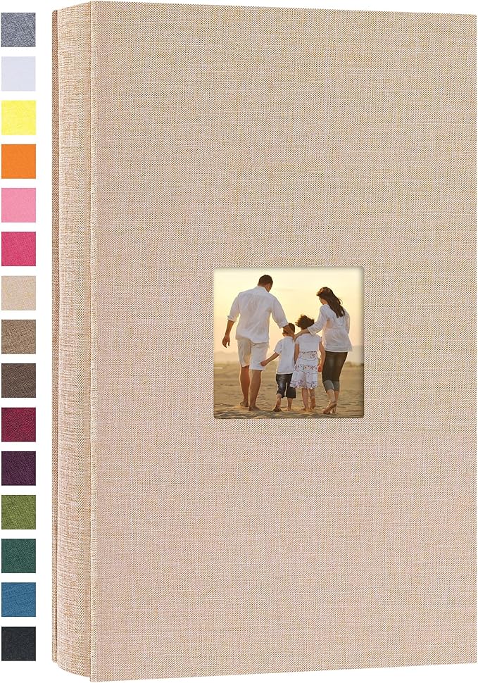potricher Small Photo Album 4x6 300 Photos Linen Cover Picture Photo Book for Family Wedding Anniversary Baby Vacation (Beige,300 Pockets)