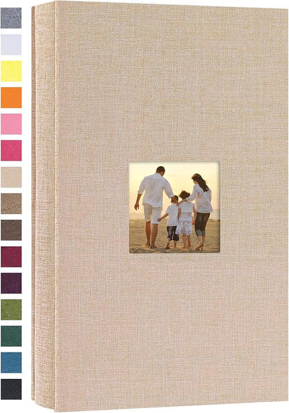 potricher Small Photo Album 4x6 300 Photos Linen Cover Picture Photo Book for Family Wedding Anniversary Baby Vacation (Beige,300 Pockets)