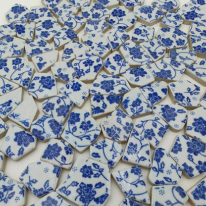 1.1 LB Porcelain Ceramic Mosaic Tiles,Broken Irregular Mosaic Tiles for DIY Craft Floor,Kitchen,Pool, Flower Pots Mosaic Making Supplies (Porcelain 01)