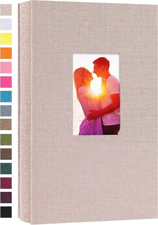 potricher Photo Album for 4x6 300 Photos Linen Cover Photo Book for Family Wedding Anniversary Baby (Beige, 300 Pockets)