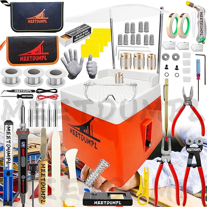 MEETDUMPL Stained Glass Kit，Stained Glass Kits for Adults，Glass Grinder，Stained Glass Grinder，5/8" + 1" Diamond Grinder Bit,100W Soldering Iron Kit,Glass Cutter Tool Kit（Patent has been registered）(7)