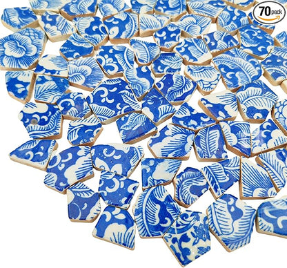 1.1 LB Porcelain Ceramic Mosaic Tiles,Broken Irregular Mosaic Tiles for DIY Craft Floor,Kitchen,Pool, Flower Pots Mosaic Making Supplies (Porcelain 08)
