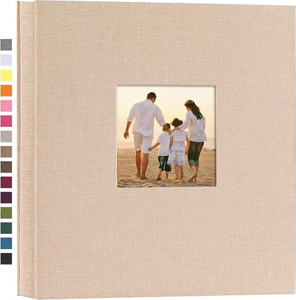 potricher Linen Hardcover Photo Album 4x6 600 Photos Large Capacity for Family Wedding Anniversary Baby Vacation (Beige, 600 Pockets)