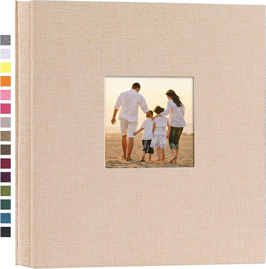 potricher Linen Hardcover Photo Album 4x6 600 Photos Large Capacity for Family Wedding Anniversary Baby Vacation (Beige, 600 Pockets)