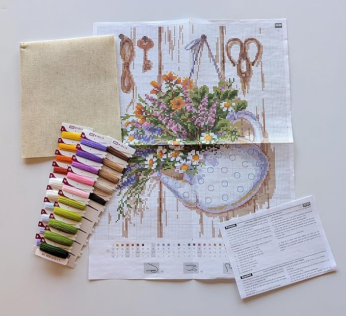 RIOLIS - Summer Tea 2020, Cross Stitch Kits 9½"x11¾, Cross Stitch Kits for Adults, Counted Cross Stitch Kits, Embroidery Kit for Beginners & Advanced, Floral Crossstitching Kits
