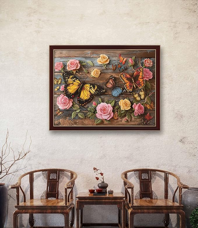 Leczany Cross Stitch Patterns Stamped Kit for Beginners | Embroidery Supplies DIY Craft Kit Needlepoint for Adults Starter | 11CT, 3 Strands |Butterflies and Flowers 20.9x15.9 inches