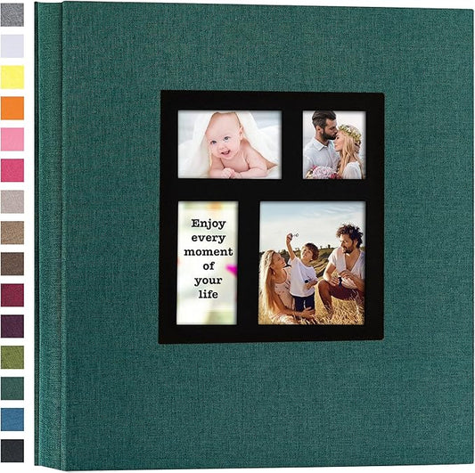potricher Photo Album 4x6 1000 Photos Linen Cover Large Capacity Picture Albums for Family Wedding Anniversary Baby Vacation (Dark Green)