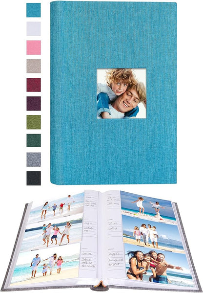 Mublalbum Photo Album 4x6 300 Photos Linen Cover with Memo Areas Photobook Pictures Book for Wedding Family Baby and Vacation (Blue)