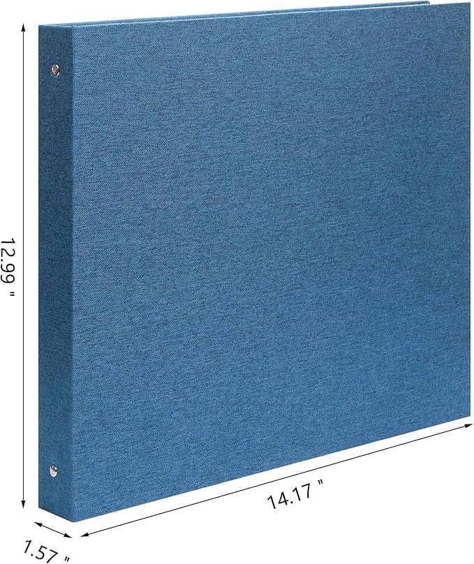 Remowith Large Scrapbook Album with 30 Sheets Plastic Sleeves and Scrap Book Paper 12x12 Inch, Linen Cover 3 Ring Photo album Scrapbooks for Wedding Baby Famliy Memory Blue