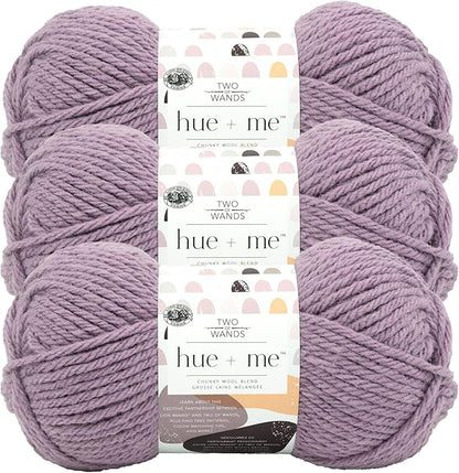 Lion Brand Yarn, Hue + Me Chunky Yarn for Crocheting, Knitting, and Crafts, Hyacinth, 3 Pack