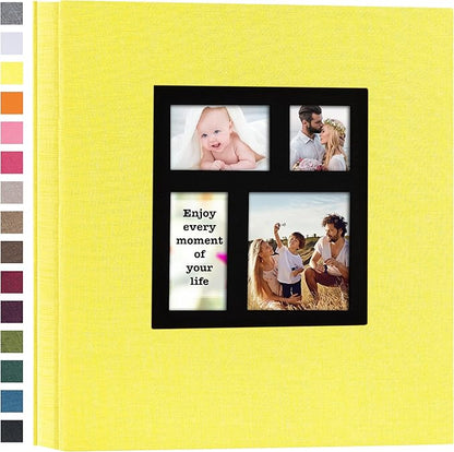 potricher Photo Album 4x6 600 Photos Linen Cover Large Capacity Picture Albums for Family Wedding Anniversary Baby Vacation (Yellow)