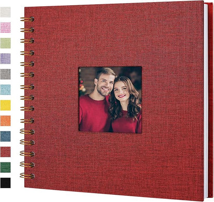 Yopih Linen Covered Scrapbook Photo Album, 8x8 Inches with Hardcover Kraft White Pages - Ideal for Travel, Wedding, Guest Book, Christmas, Baby Shower (20 Sheets/40 Pages)