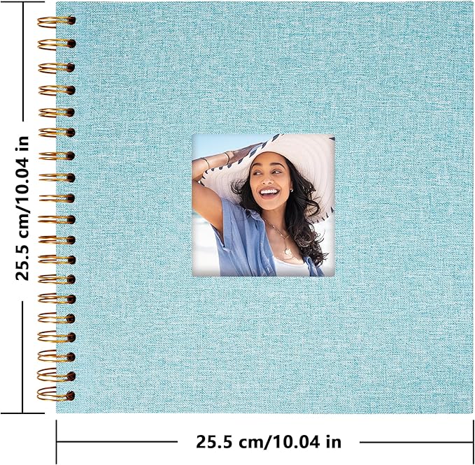 Yopih Linen Covered Scrapbook Photo Album, 10x10 Inches with Hardcover Kraft White Pages - Ideal for Travel, Wedding, Guest Book, Christmas, Baby Shower (20 Sheets/40 Pages)