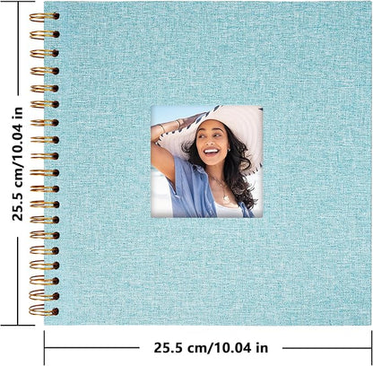 Yopih Linen Covered Scrapbook Photo Album, 10x10 Inches with Hardcover Kraft White Pages - Ideal for Travel, Wedding, Guest Book, Christmas, Baby Shower (20 Sheets/40 Pages)