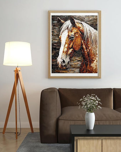 Moohue Stamped Cross Stitch Kits for Adults Skull 14CT Pre Printed Cross Stitch Kits for Beginners (Horse)