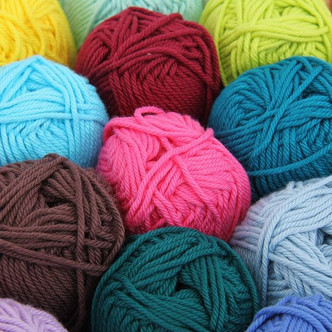 Threadart Crochet 100% Pure Cotton Yarn Set | French Bouquet Colors | Pack of 6 Skeins Each 50 Grams | Worsted Medium #4 Yarn | 85 yds per Skein