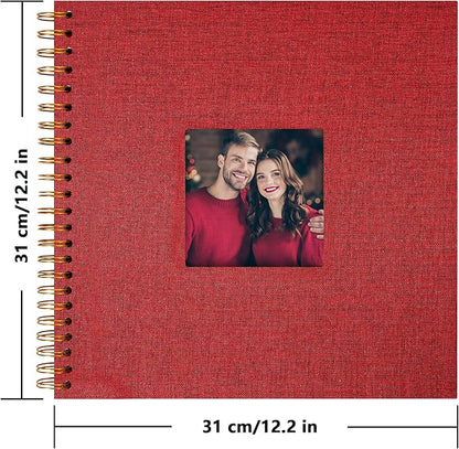 Yopih Linen Covered Scrapbook Photo Album, 12x12 Inches with Hardcover Kraft White Pages - Ideal for Travel, Wedding, Guest Book, Christmas, Baby Shower (40 Sheets/80 Pages)