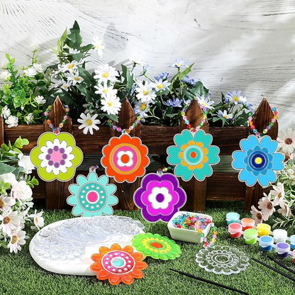 WinnerWhy 30 Sets Flower Suncatchers Window Art Kits, Spring DIY Sun Catchers Crafts Paint Your Own Window Ornaments for Adult Home Birthday Activity Party Decor