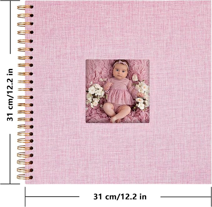 Yopih Linen Covered Scrapbook Photo Album, 12x12 Inches with Hardcover Kraft White Pages - Ideal for Travel, Wedding, Guest Book, Christmas, Baby Shower (40 Sheets/80 Pages)