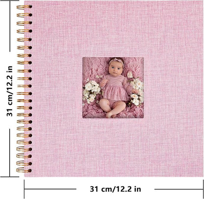 Yopih Linen Covered Scrapbook Photo Album, 12x12 Inches with Hardcover Kraft White Pages - Ideal for Travel, Wedding, Guest Book, Christmas, Baby Shower (40 Sheets/80 Pages)