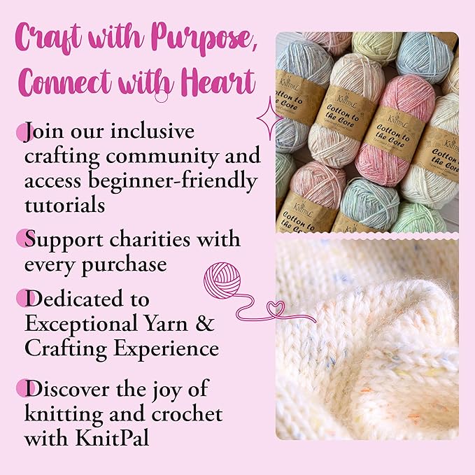 Cotton to The Core Cotton Yarn for Crocheting, 6-Pack (852 Yds / 300G), Free Patterns, Beginners Friendly - Soft Baby Yarn for Knitting - 3 DK Light Worsted Weight - Lilac Blue