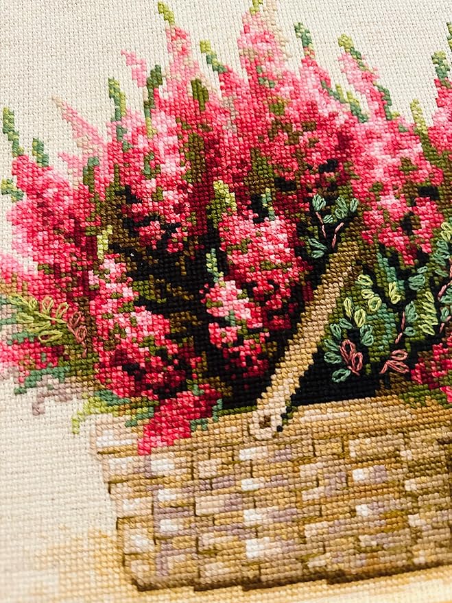 RIOLIS - Scottish Heather 1324, Cross Stitch Kits 9.75"x9.75", Cross Stitch Kits for Adults, Counted Cross Stitch Kits, Embroidery Kit for Beginners & Advanced, Floral Crossstitching Kits