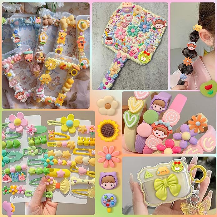 100Pcs Slime Charms, Mixed Cute Resin Charms Set for Scrapbooking, Phone Cases, Hair Accessories, Fake Candy Decor, Crafting Embellishments & DIY Keychains