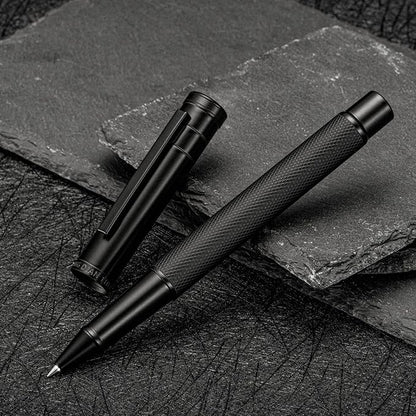 Hongdian Matte Black Forest Rollerball Pen with Schmidt Black Ink Refill, Classic Design with Metal Case for Business Signature
