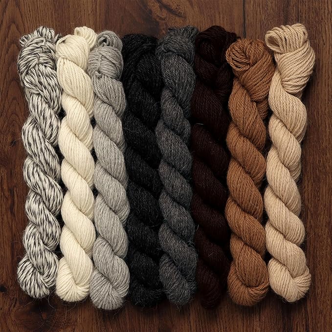 Origins Limited Collection - 100% Baby Alpaca Yarn Wool Set of 8 Hanks (200 Grams) DK Weight Made in Peru Natural Undyed Colors Heavenly Soft Perfect for Knitting and Crocheting (Assorted Colors, DK)