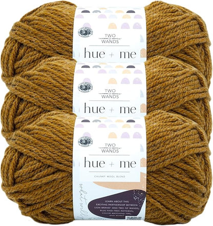 Lion Brand Yarn, Hue + Me Chunky Yarn for Crocheting, Knitting, and Crafts, Arrowwood, 3 Pack