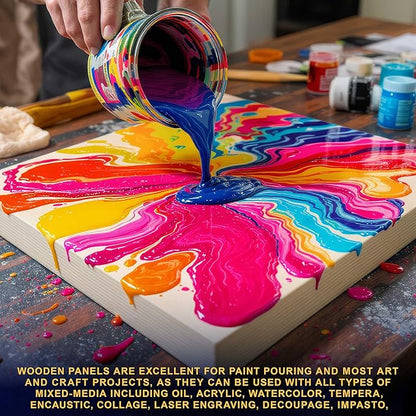 U.S. Art Supply 18" x 48" Unfinished Cradled Wood Panels for Painting, Gallery 1-1/2" Deep (2 Pack) - Artist Depth Wooden Wall Canvases - Mixed-Media Craft, Acrylic, Oil, Encaustic, Paint Pouring