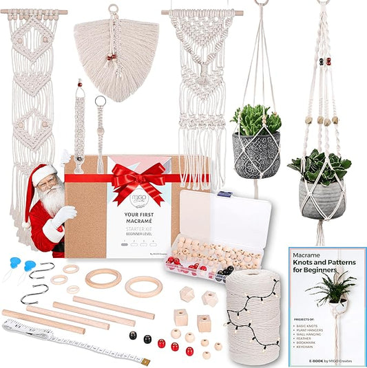 MIGO Creates Macrame Kits for Adults Beginners with 126 Macrame Supplies and 7 Projects E-Book: DIY Macrame Kit with 165 Yards Macrame Cord and Craft Supplies & Materials to Start Macrame!
