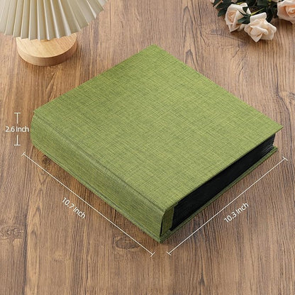 potricher Small 8x10 Photo Album 160 Pockets Linen Cover Large Capacity Picture Book for Family Wedding Anniversary and Baby (Green)
