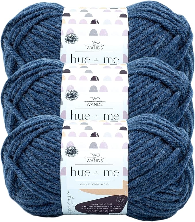 Lion Brand Yarn, Hue + Me Chunky Yarn for Crocheting, Knitting, and Crafts, Magic Hour, 3 Pack