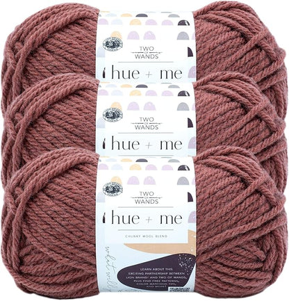 Lion Brand Yarn, Hue + Me Chunky Yarn for Crocheting, Knitting, and Crafts, Long Song, 3 Pack