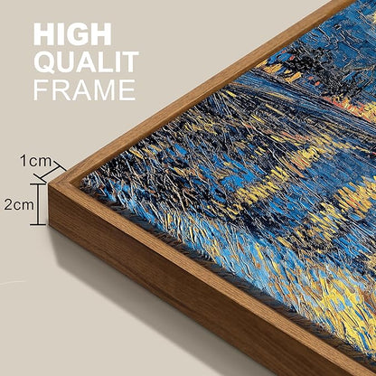 WENGTIAO Framed Canvas Wall Art of Starry Night Over The Rhone by Van Gogh Oil Paintings Famous Artist Reproduction Artwork Pictures Giclee Canvas Prints for Living Room Bedroom Study 12”x16”