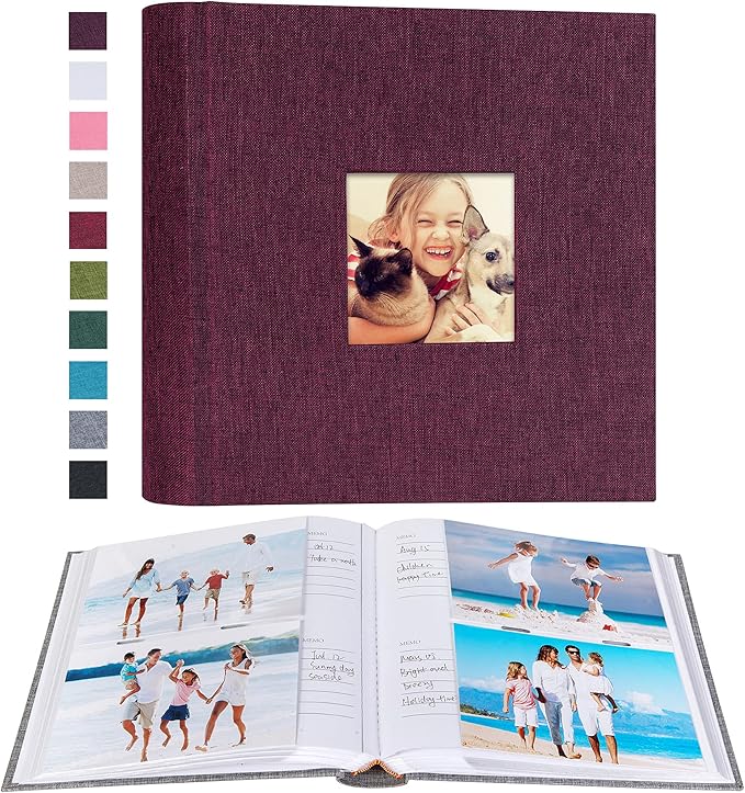 Mublalbum Photo Album 4x6 200 Photos Linen Cover with Memo Areas Photobook Pictures Book for Wedding Family Baby and Vacation (Purple)
