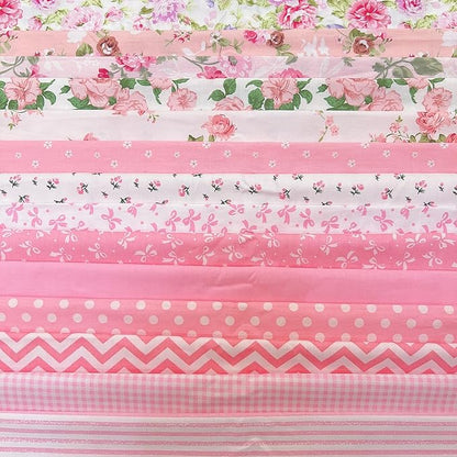 14pcs 20" x 20" Cotton Fabric DIY Making Supplies Quilting Patchwork Fabric Fat Quarter Bundles DIY for Quilting Cotton Patchwork Cushions (14pcs Pink, 20" x 20")