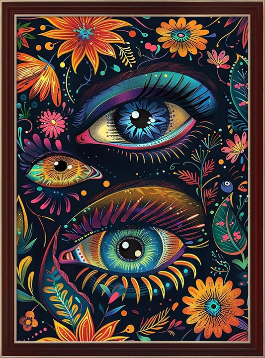 Leczany Cross Stitch Patterns Stamped Kit for Beginners | Embroidery Supplies DIY Craft Kit Needlepoint for Adults Starter | 11CT, 3 Strands | Beautiful Eyes 15.8x22.1 inches