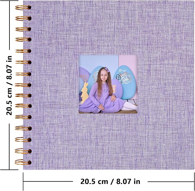 Yopih Linen Covered Scrapbook Photo Album, 8x8 Inches with Hardcover Kraft White Pages - Ideal for Travel, Wedding, Guest Book, Christmas, Baby Shower (20 Sheets/40 Pages)