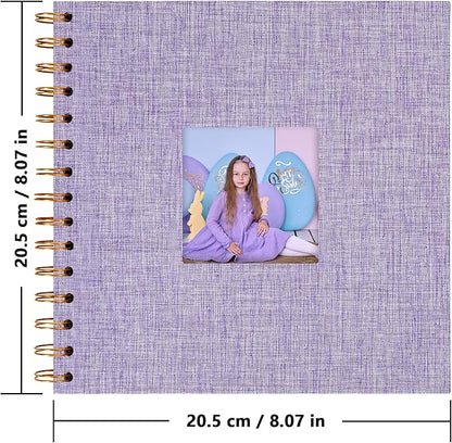 Yopih Linen Covered Scrapbook Photo Album, 8x8 Inches with Hardcover Kraft White Pages - Ideal for Travel, Wedding, Guest Book, Christmas, Baby Shower (20 Sheets/40 Pages)