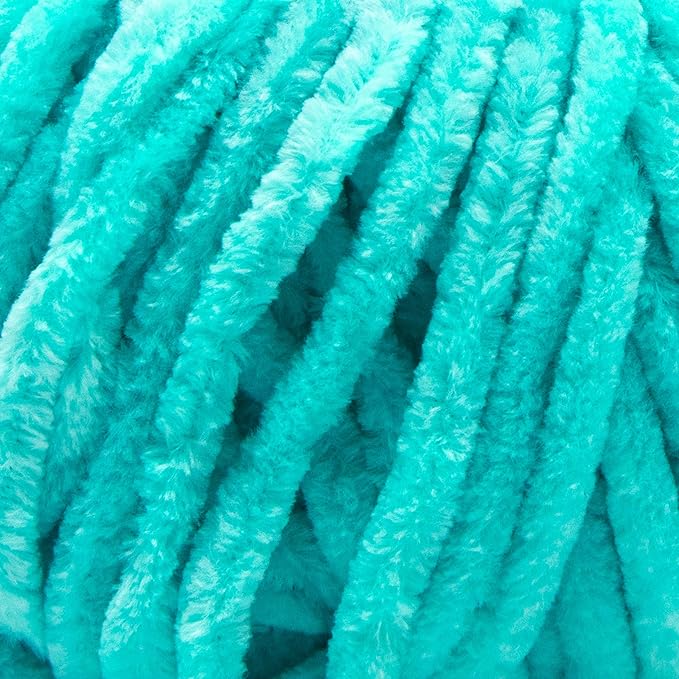Estako Velvet Chenille Blanket amigurumi Yarn for Crocheting and Knitting Super Bulky 100 gr (132 yds) (1250 - Cyan)