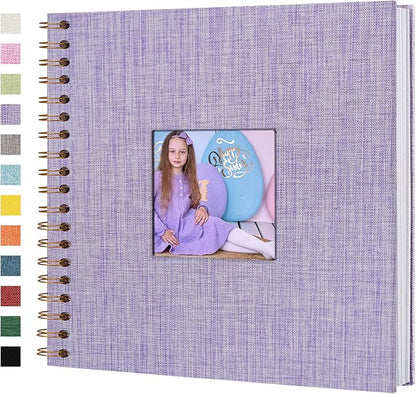 Yopih Linen Covered Scrapbook Photo Album, 10x10 Inches with Hardcover Kraft White Pages - Ideal for Travel, Wedding, Guest Book, Christmas, Baby Shower (40 Sheets/80 Pages)
