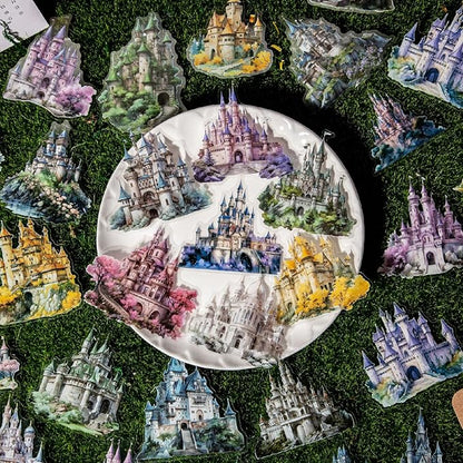 120 Pieces Aesthetic Gothic Magic Castle PET Sticker Set, 6 Pack Fantasy Castle Stickers for Scrapbooking, Journaling, Waterproof DIY Crafts, and Junk Journal Supplies