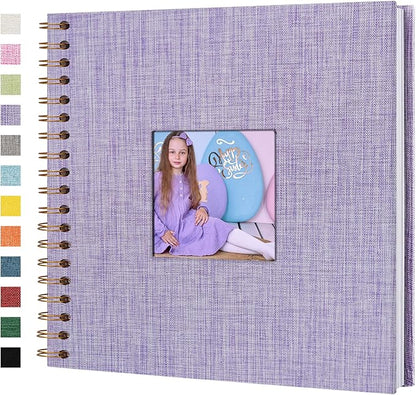 Yopih Linen Covered Scrapbook Photo Album, 10x10 Inches with Hardcover Kraft White Pages - Ideal for Travel, Wedding, Guest Book, Christmas, Baby Shower (20 Sheets/40 Pages)